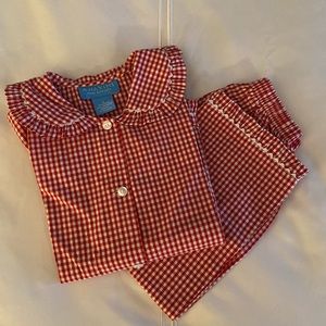 Anavini girls red/white check pajama set. NWOT